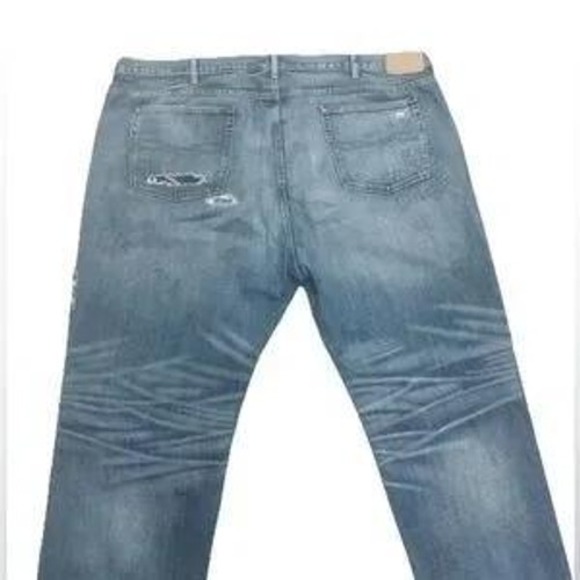 POLO Ralph Lauren Varick Straight Distressed Ripped Jeans Mens 50x30 - Picture 2 of 10